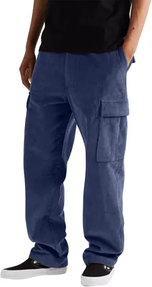 2023 Cargo Pants for Men, Mens Corduroy Trousers Stylish Casual Joggers Athletic Pant Loose Straight Sweatpants with Pockets