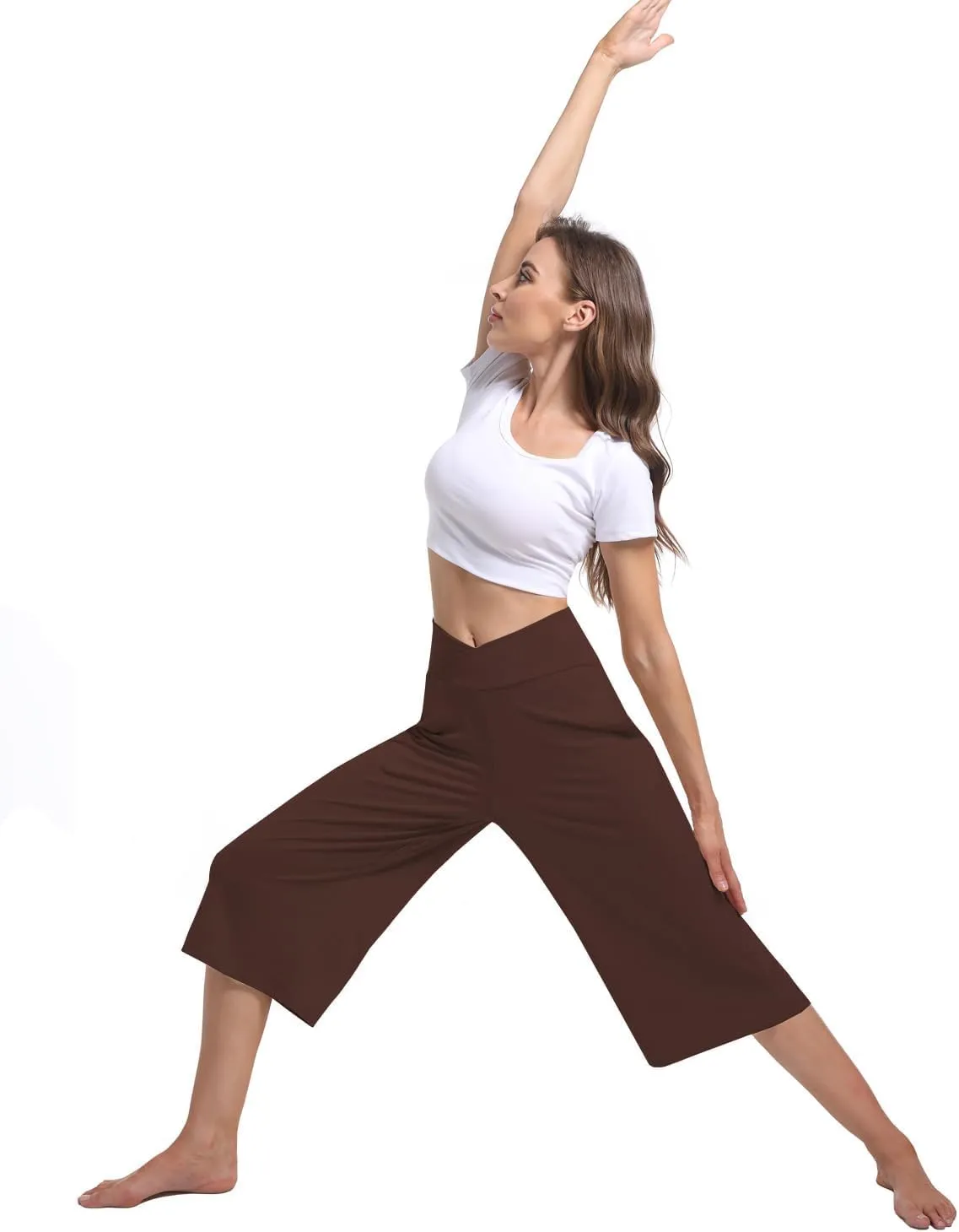 3 Pack Women's Wide Leg Yoga Pants Crossover High Waist Casual Capri Pants Loose Soft Pajama Pocket Sweatpants
