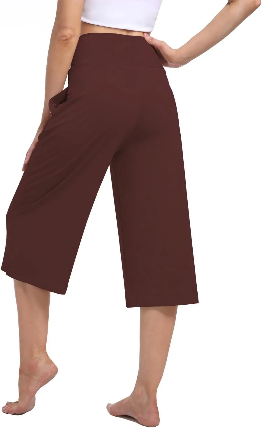 3 Pack Women's Wide Leg Yoga Pants Crossover High Waist Casual Capri Pants Loose Soft Pajama Pocket Sweatpants