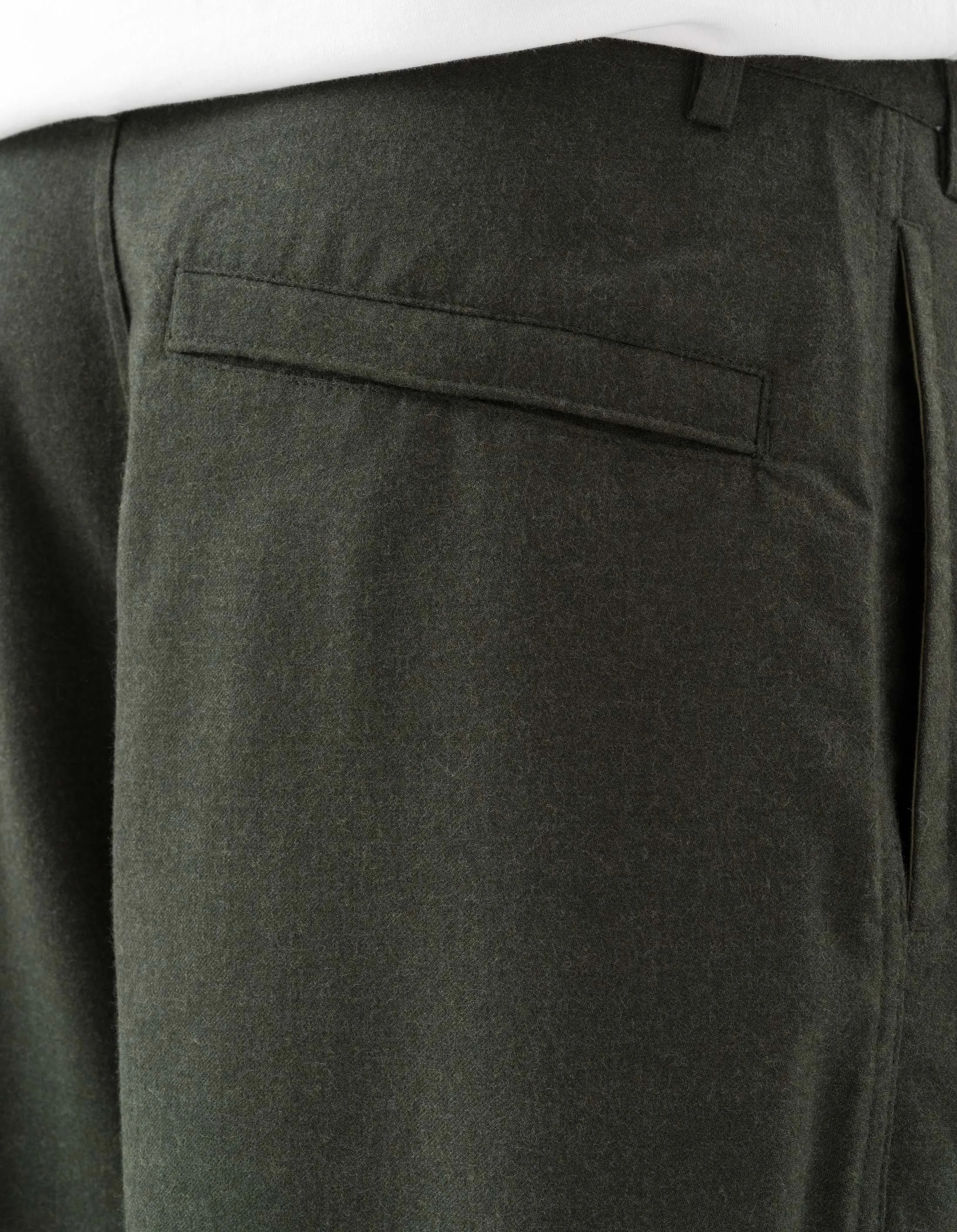 6058 Asymmetrical Wool Pleated Pants Dark Olive