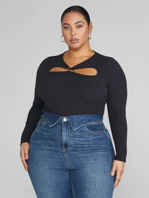 Angie Ribbed Knit Cutout Top