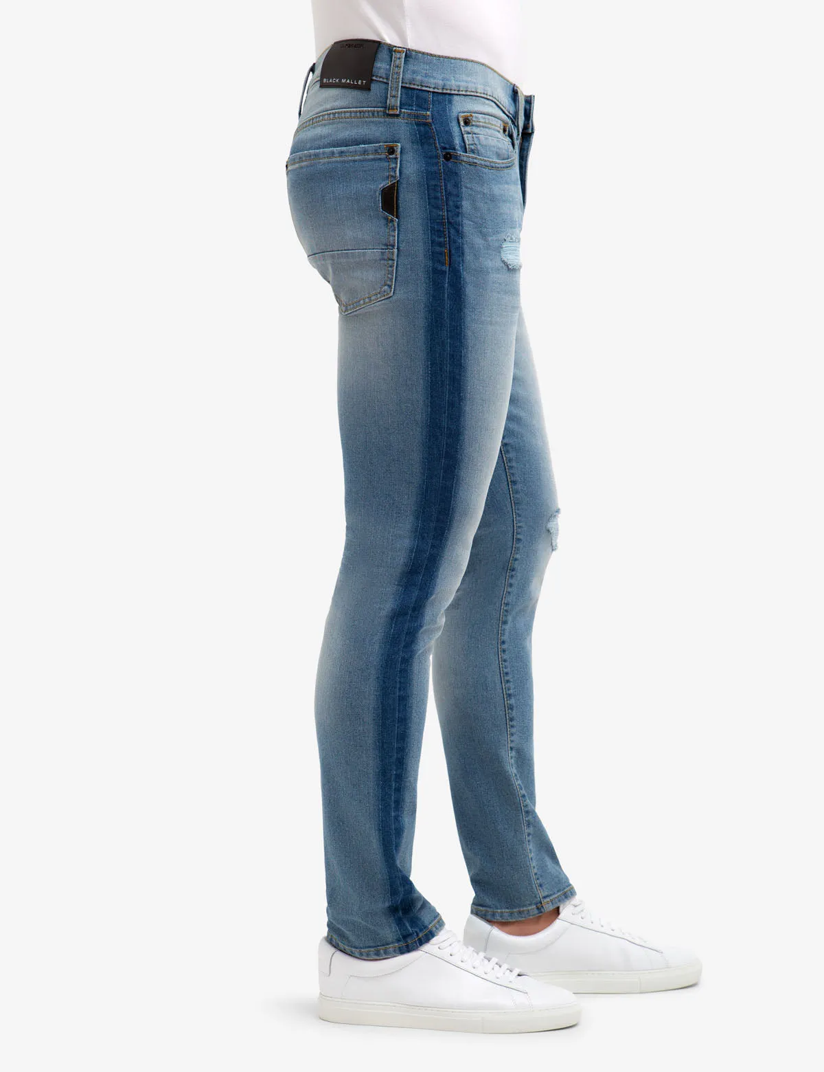 BLACK MALLET SKINNY FIT TUXEDO STRIPE JEANS