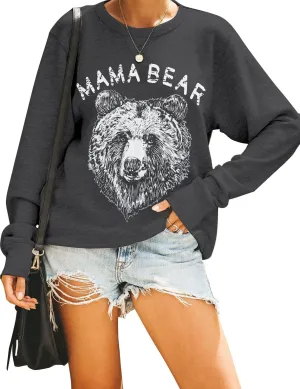 Blooming Jelly Womens Mama Sweatshirt Crewneck Loose Fit Soft Cute Long Sleeve Tops Ladies Graphic Casual Fall Mom Shirts
