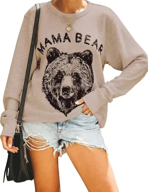 Blooming Jelly Womens Mama Sweatshirt Crewneck Loose Fit Soft Cute Long Sleeve Tops Ladies Graphic Casual Fall Mom Shirts
