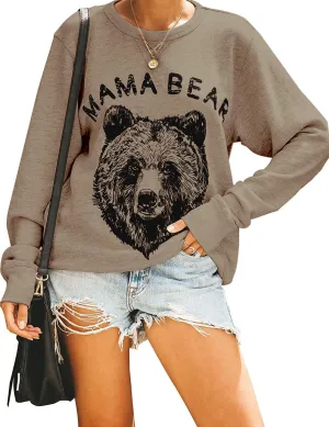 Blooming Jelly Womens Mama Sweatshirt Crewneck Loose Fit Soft Cute Long Sleeve Tops Ladies Graphic Casual Fall Mom Shirts
