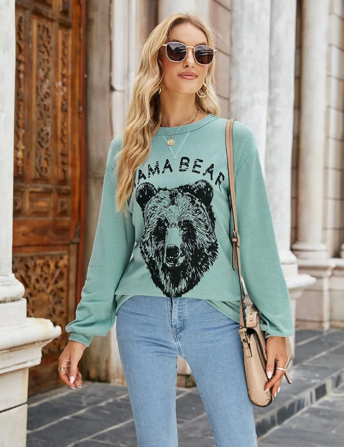 Blooming Jelly Womens Mama Sweatshirt Crewneck Loose Fit Soft Cute Long Sleeve Tops Ladies Graphic Casual Fall Mom Shirts