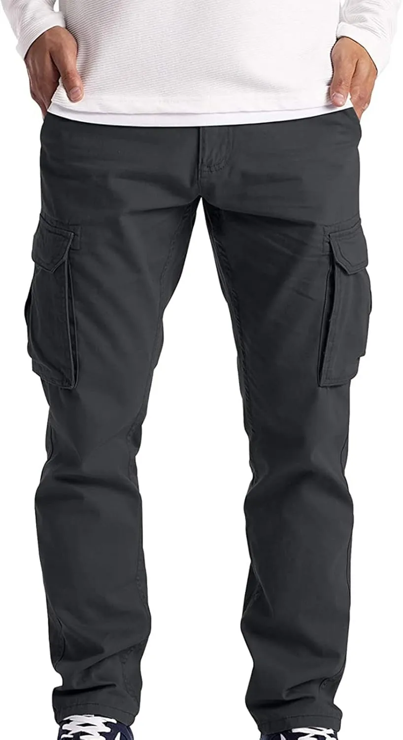 Cargo Pants Men 2023 Casual Stylish Premium Twill Multi Pockets Loose Trouser Big and Tall Solid Sport Sweatpants