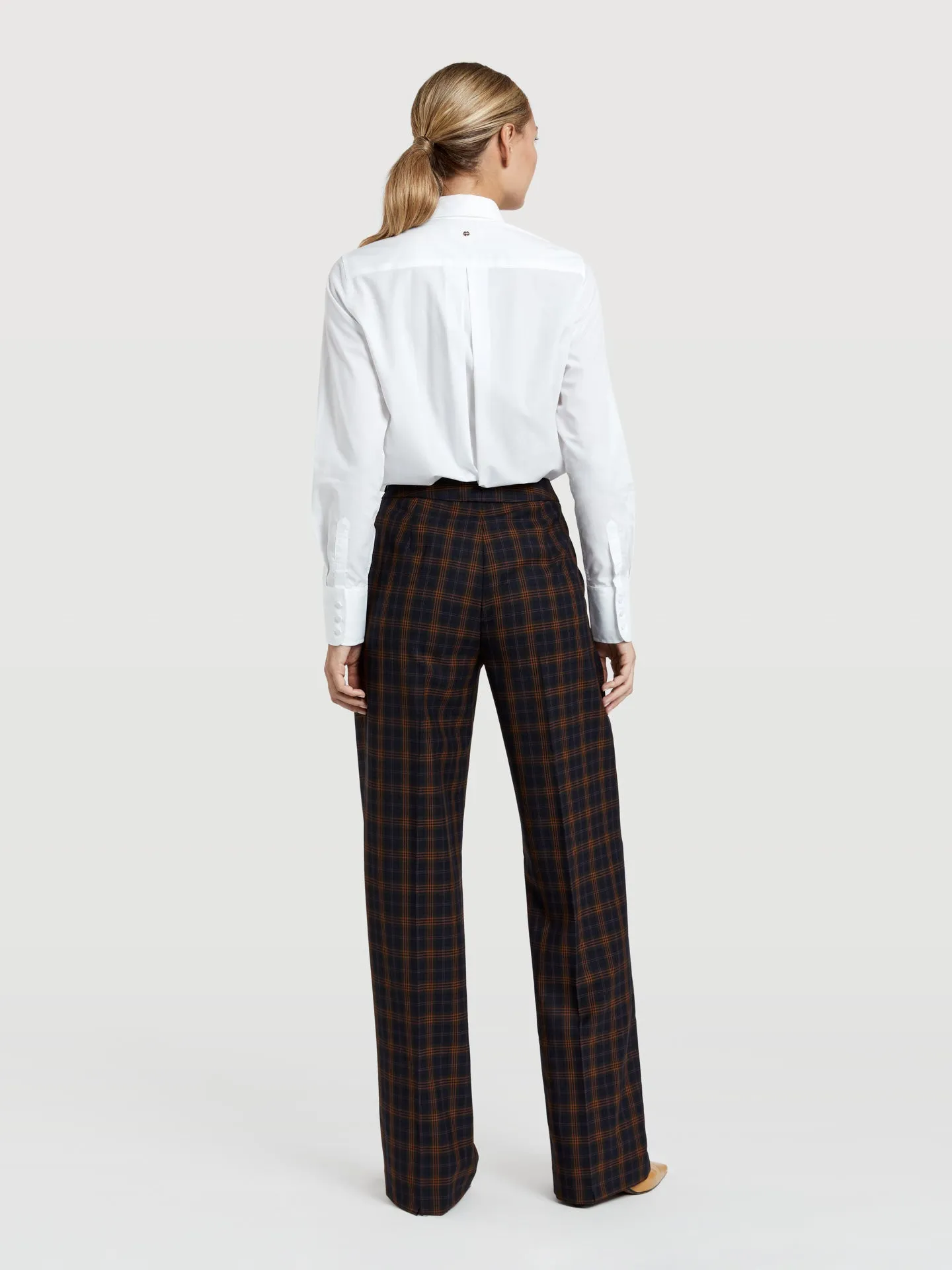 Check wide leg trousers