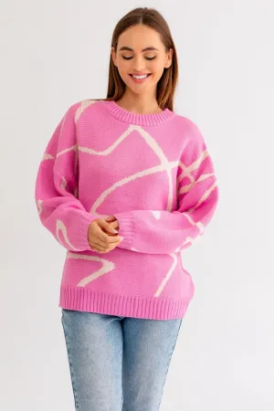 Chic Stylish Abstract Pattern Oversized Fashion Top Sweater