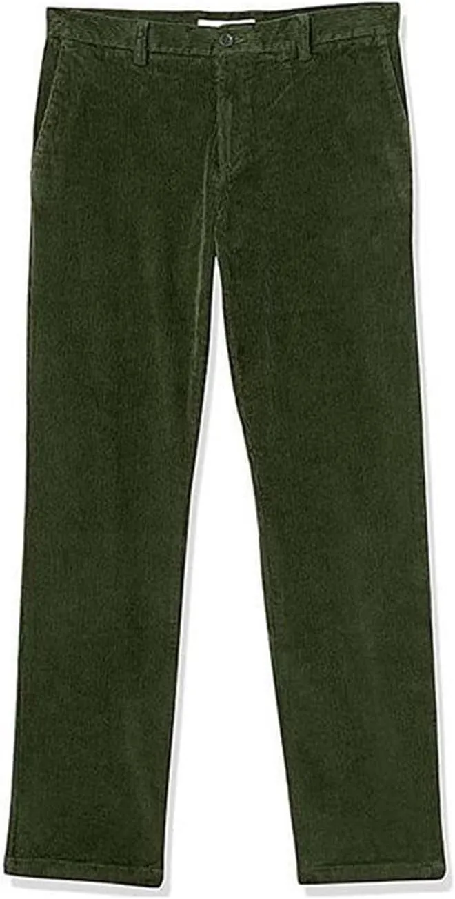 Corduroy Business Pants for Men Slim Fit Stretchy Button Down Straight-Leg Stylish Pant Casual Workout Dress Trousers