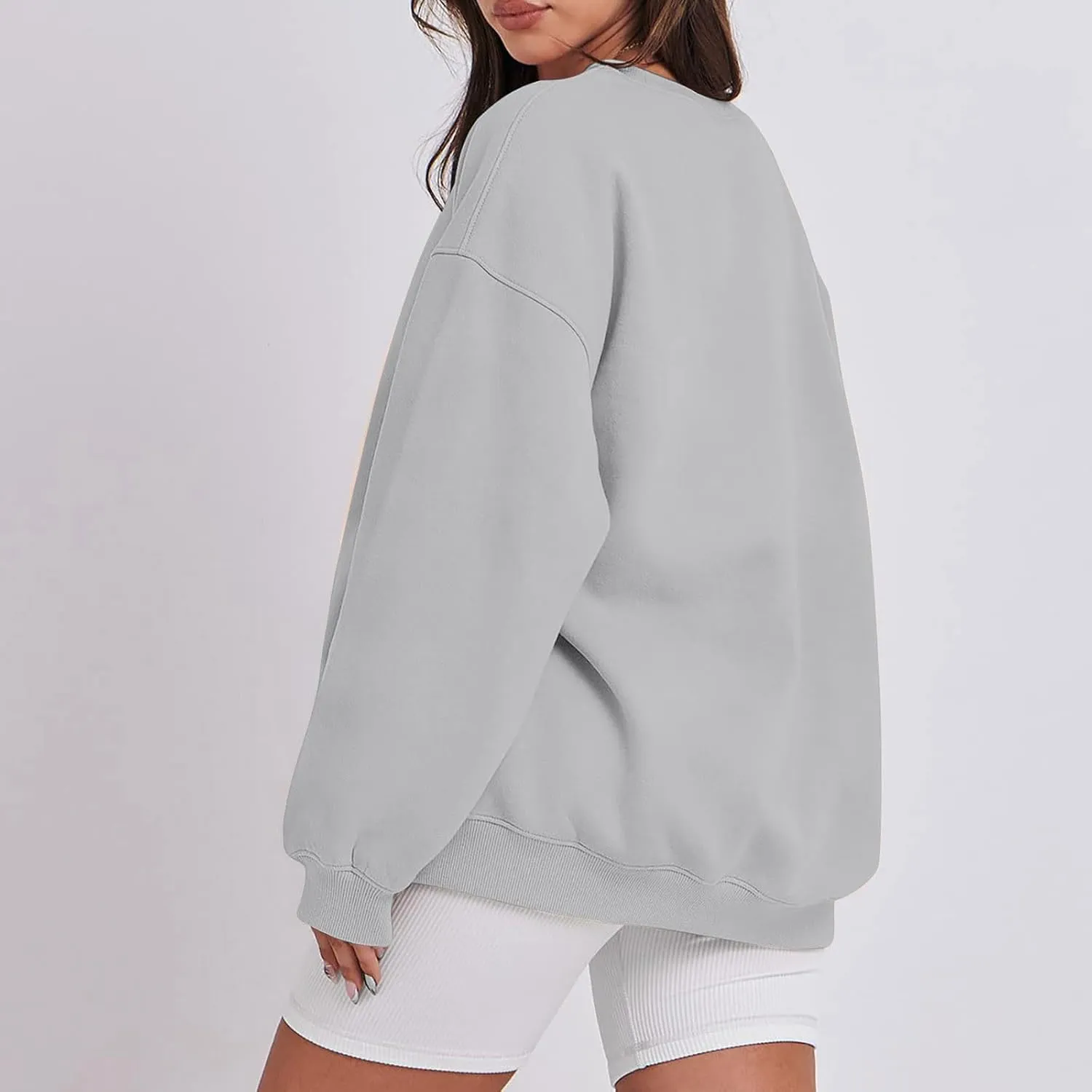 Crew Neck Sweatshirts Women Long Sleeve Fleece Oversized Sweatshirt Soft Lightweight Pullover Tops Trendy Winter Coat