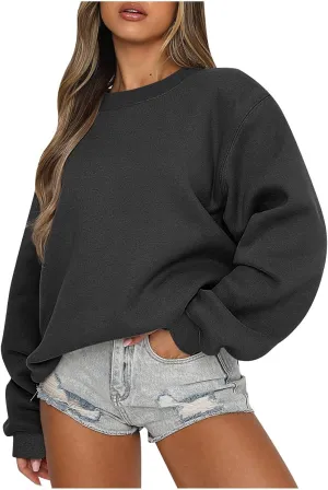 Crewneck Sweatshirts Women Soft Plain Oversized Sweatshirt Comfy Drop Shoulder Cute Hoodie Fleece Pullover Sweater