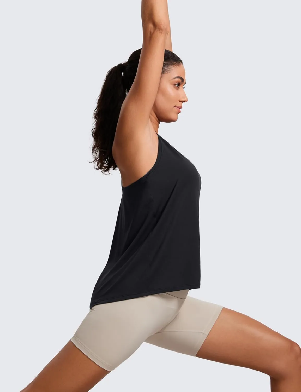 CRZ YOGA Womens Racerback Yoga Tank Tops High Crewneck Soft Casual Workout Sleeveless Flowy Shirts
