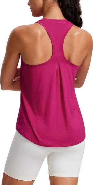 CRZ YOGA Womens Racerback Yoga Tank Tops High Crewneck Soft Casual Workout Sleeveless Flowy Shirts