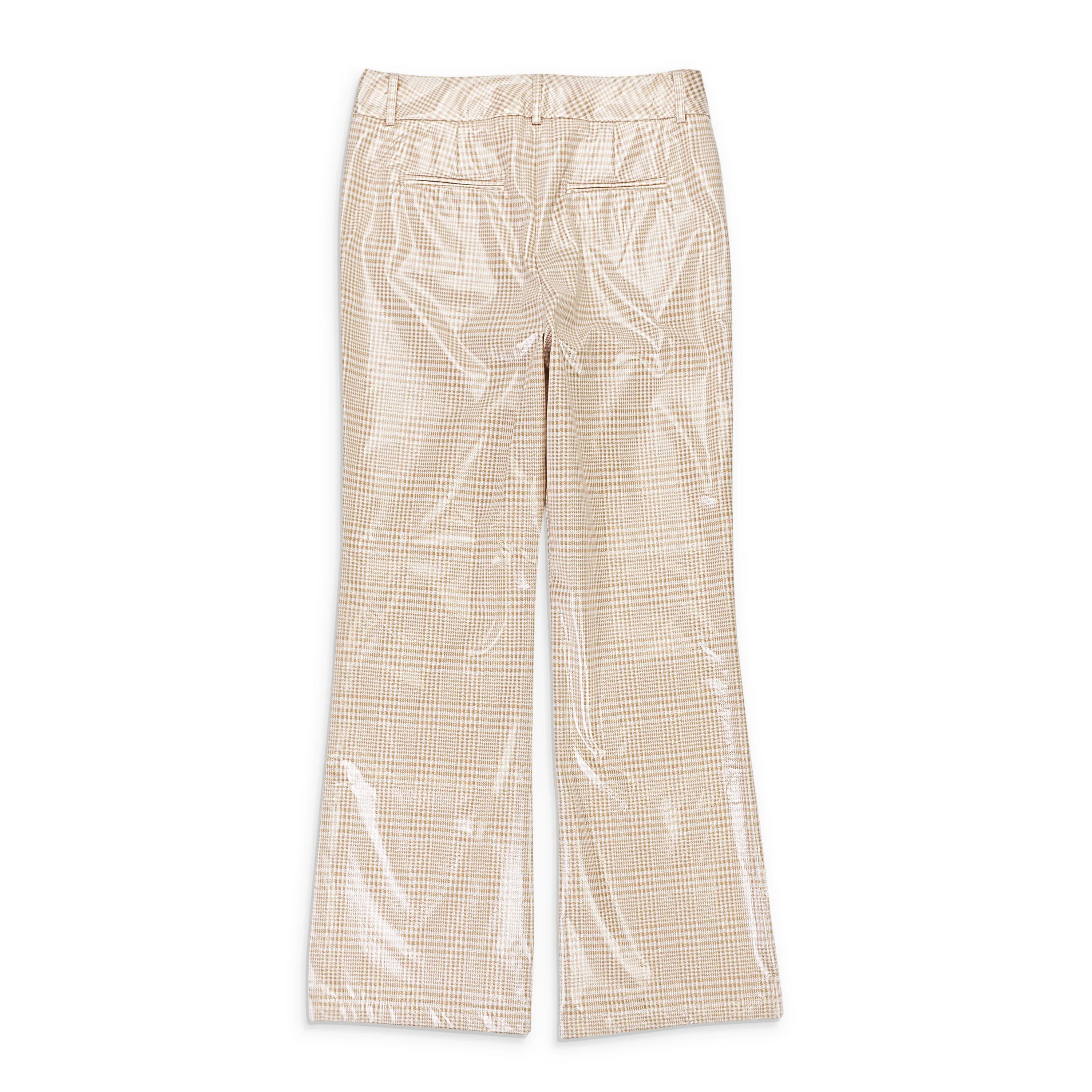 GINGHAM BOOTCUT TAN TROUSERS