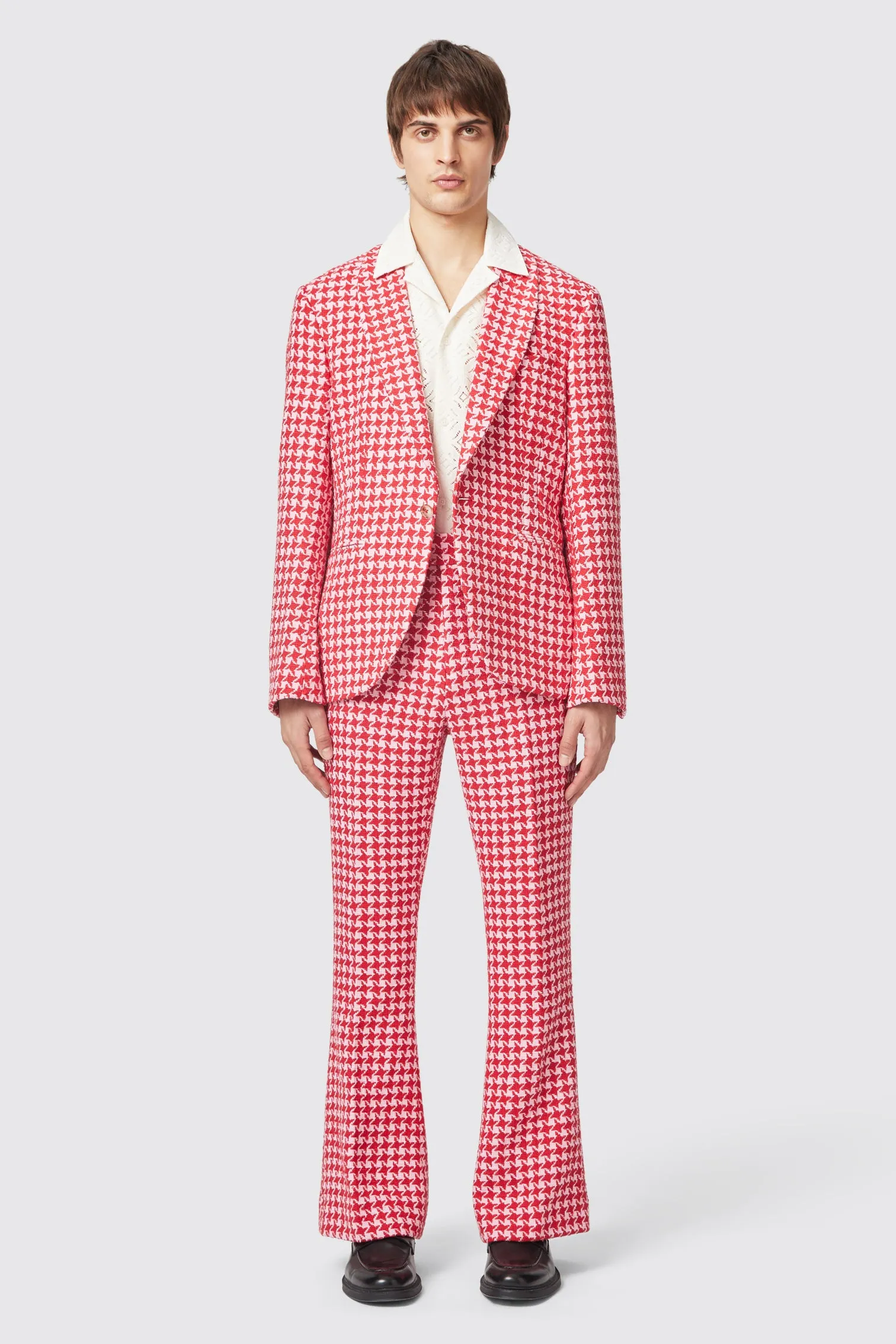 Gittings Red Boucle Flare Cotton Trouser