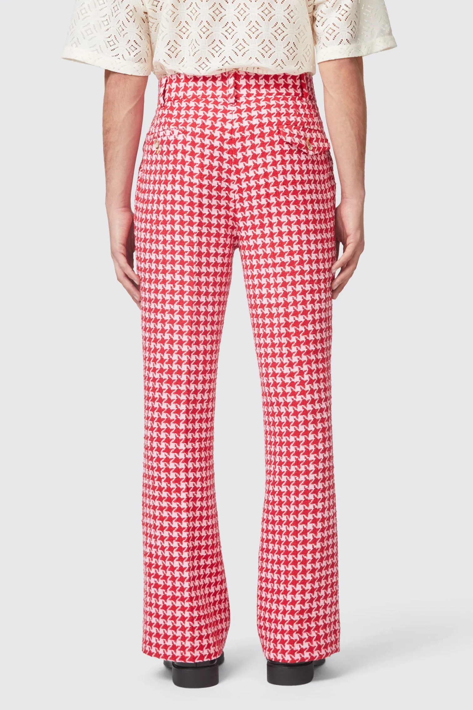 Gittings Red Boucle Flare Cotton Trouser