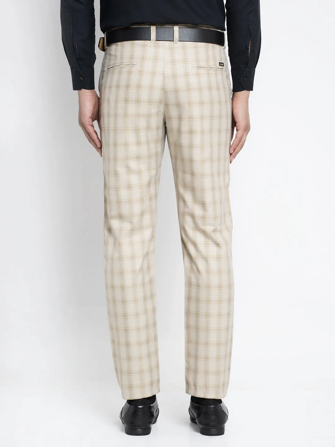 Jashvi Men's Cream Formal Trousers
