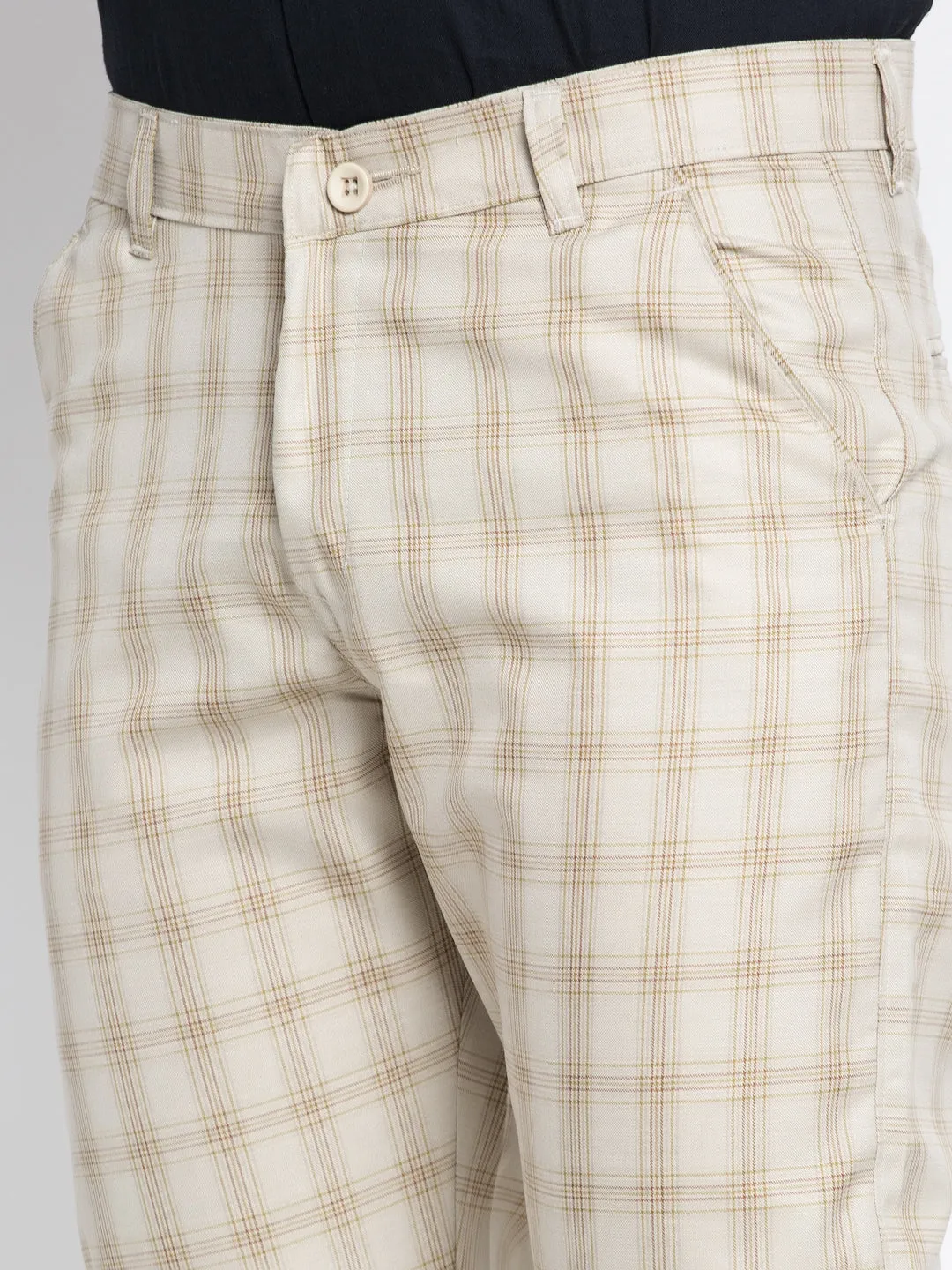 Jashvi Men's Cream Formal Trousers