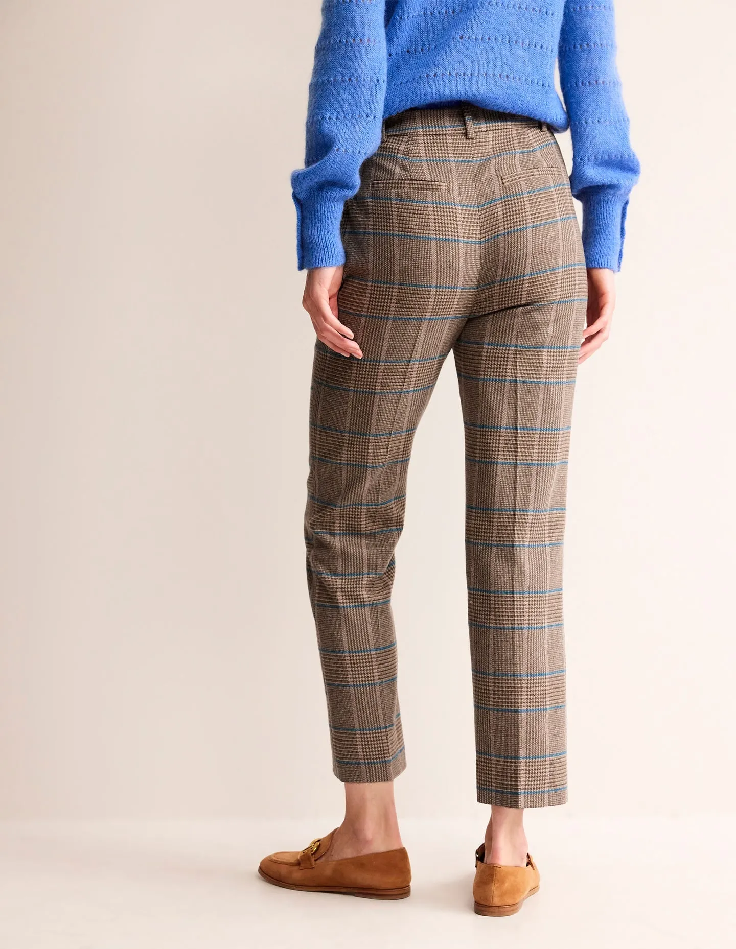 Kew Wool Trousers-Camel and Pink Prince of Wales