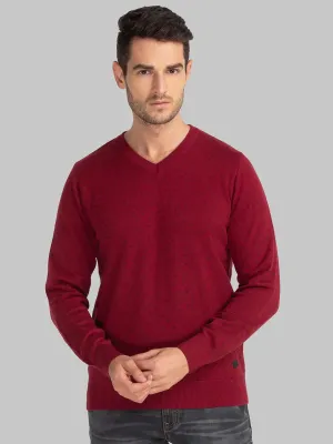 Men Red Print Cotton Full Sleeve Sweaters