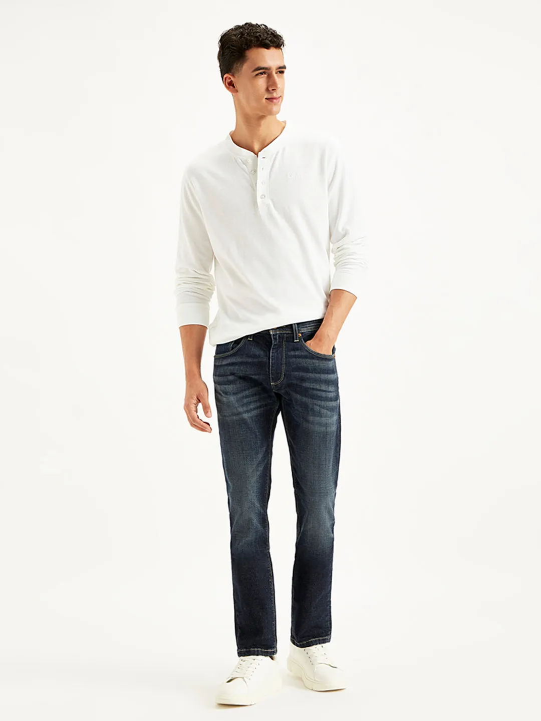 Men's 65504 Navy Blue Skinny Fit Mid Rise Jeans