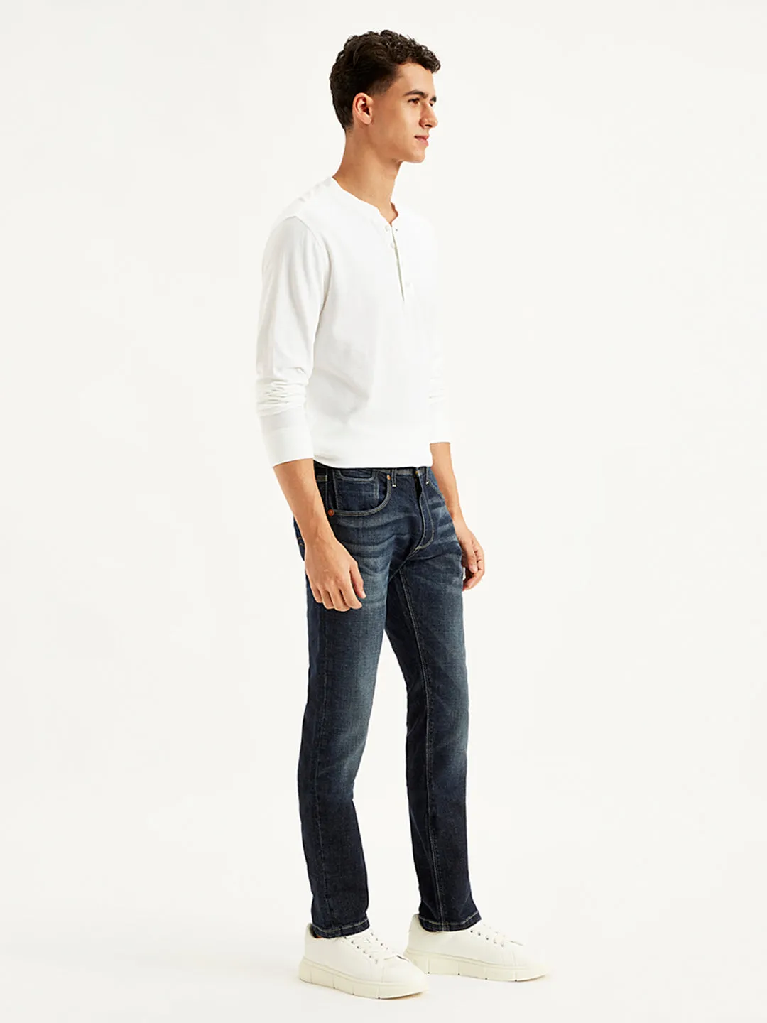 Men's 65504 Navy Blue Skinny Fit Mid Rise Jeans
