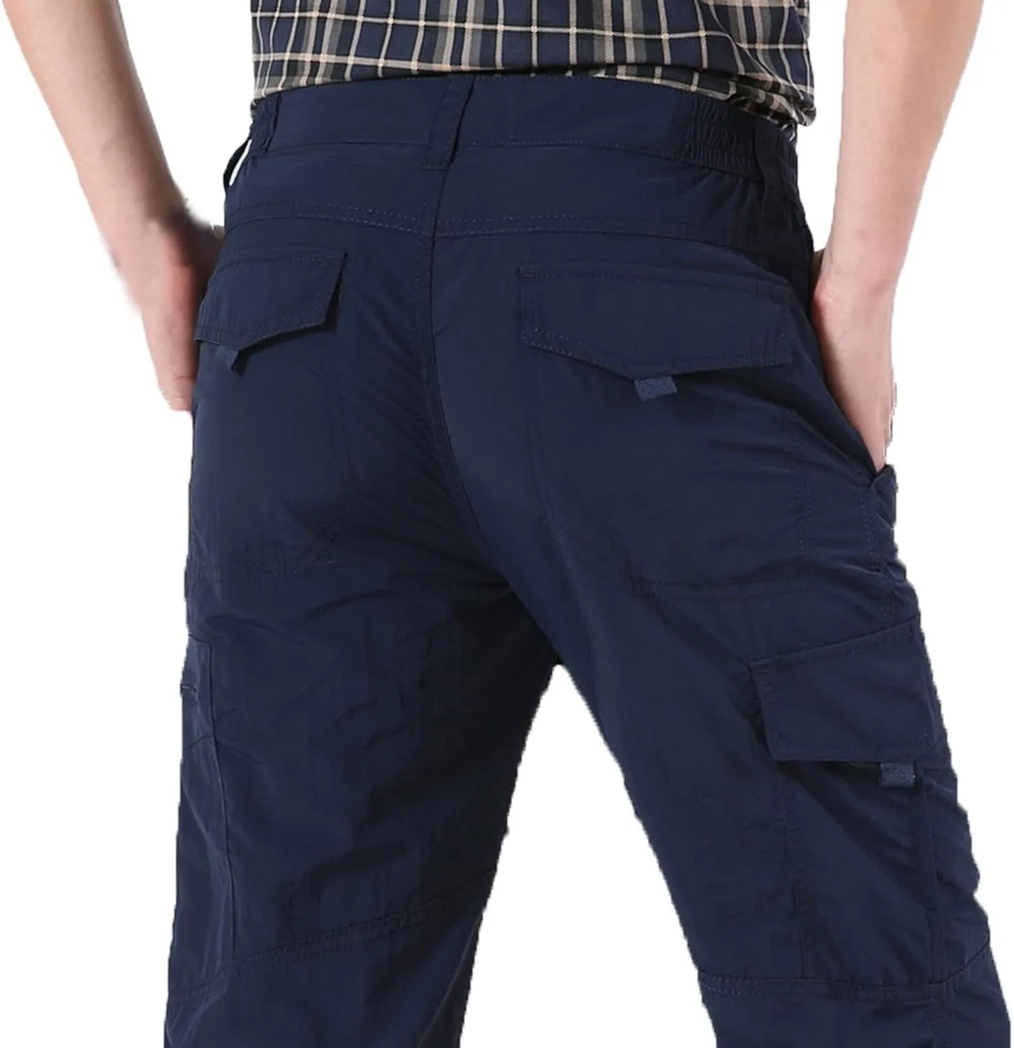 Men's Athletic Pants Casual Stylish Buckle Zipper Solid Cargo Pants Multi Pockets Fashion Work Utility Trousers