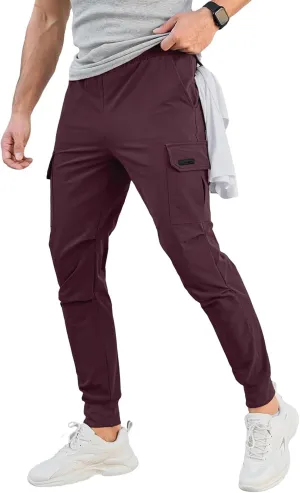 Mens Cargo Joggers Pants Stretch Tactical Casual Stylish Slim Fit Lightweight Sweatpants Elastic Waist Hiking Trousers