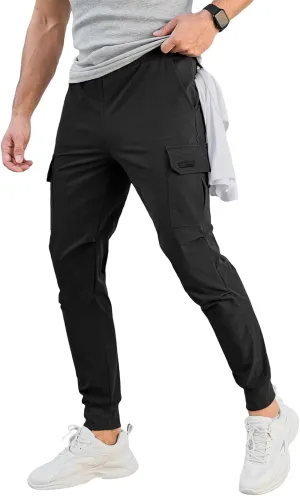 Mens Cargo Joggers Pants Stretch Tactical Casual Stylish Slim Fit Lightweight Sweatpants Elastic Waist Hiking Trousers