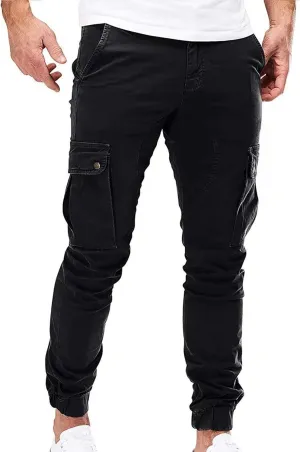 Men's Casual Cargo Pant Slim Fit Hiking Pants Stretch Stylish Baggy Pants Tactical Trousers with Multi Pockets