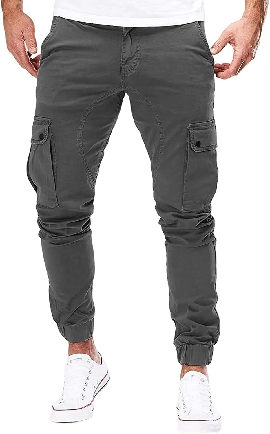 Men's Casual Cargo Pant Slim Fit Hiking Pants Stretch Stylish Baggy Pants Tactical Trousers with Multi Pockets