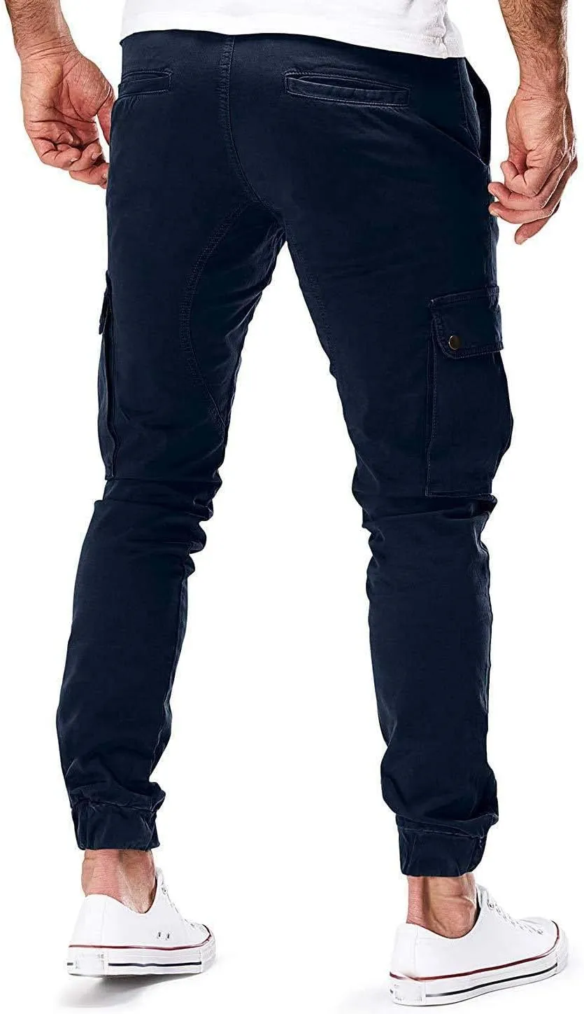 Men's Casual Cargo Pant Slim Fit Hiking Pants Stretch Stylish Baggy Pants Tactical Trousers with Multi Pockets