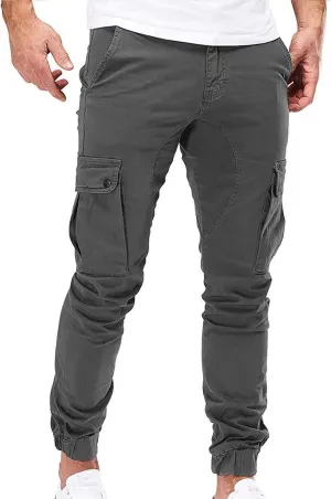 Men's Casual Cargo Pant Slim Fit Hiking Pants Stretch Stylish Baggy Pants Tactical Trousers with Multi Pockets
