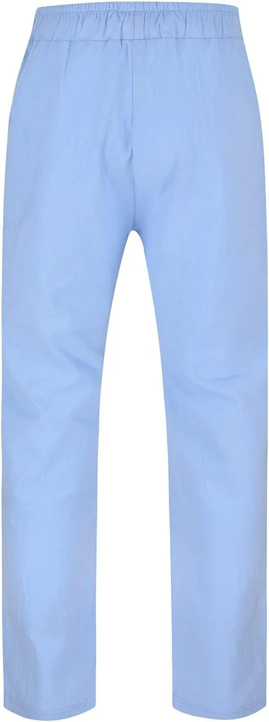 Men's Drawstring Linen Pants Casual Loose Fit Summer Stylish Yoga Pants Elastic Waist Trendy Trousers with Pockets