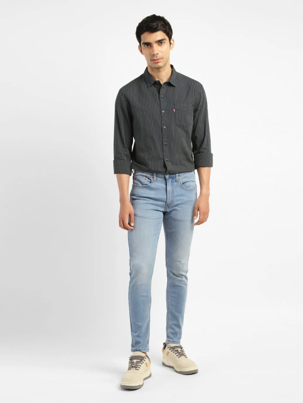 Men's Light Indigo Skinny Fit Mid Rise Jeans