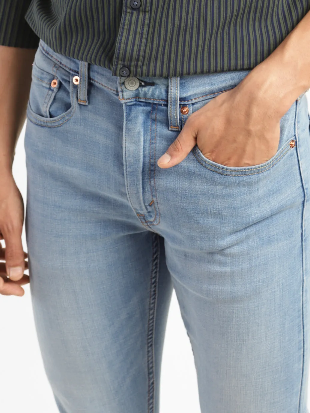 Men's Light Indigo Skinny Fit Mid Rise Jeans