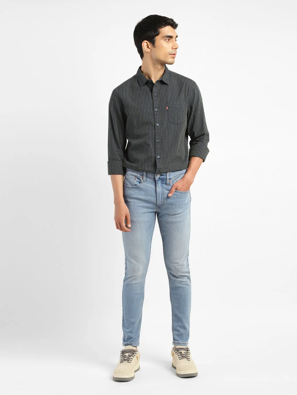 Men's Light Indigo Skinny Fit Mid Rise Jeans