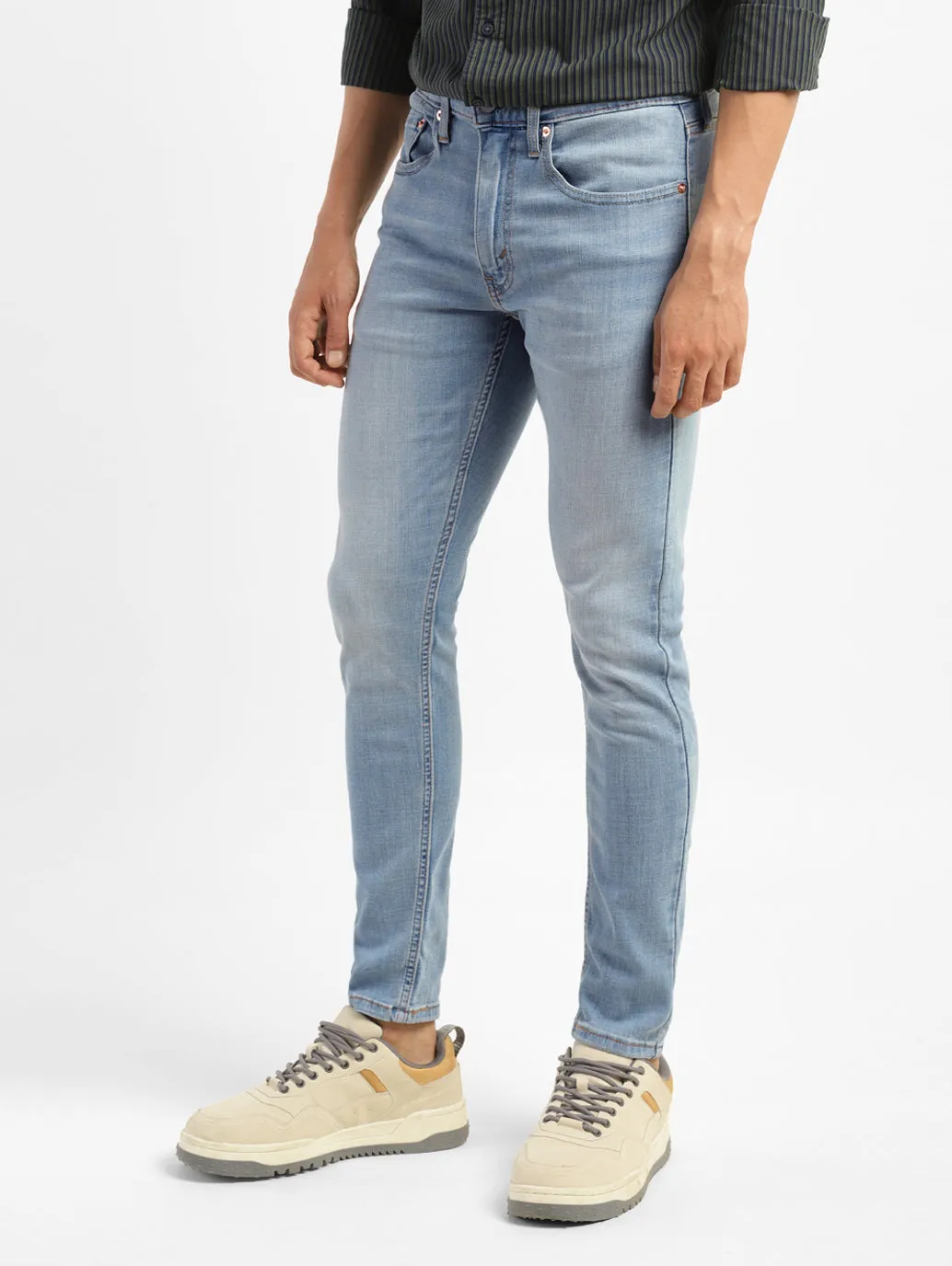 Men's Light Indigo Skinny Fit Mid Rise Jeans
