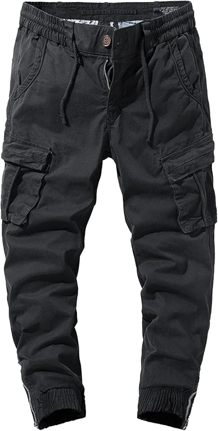 Men's Stylish Slim Fit Twill Pants Stretch Joggers Outdoor Pants Straight Leg Casual Tapered Trousers