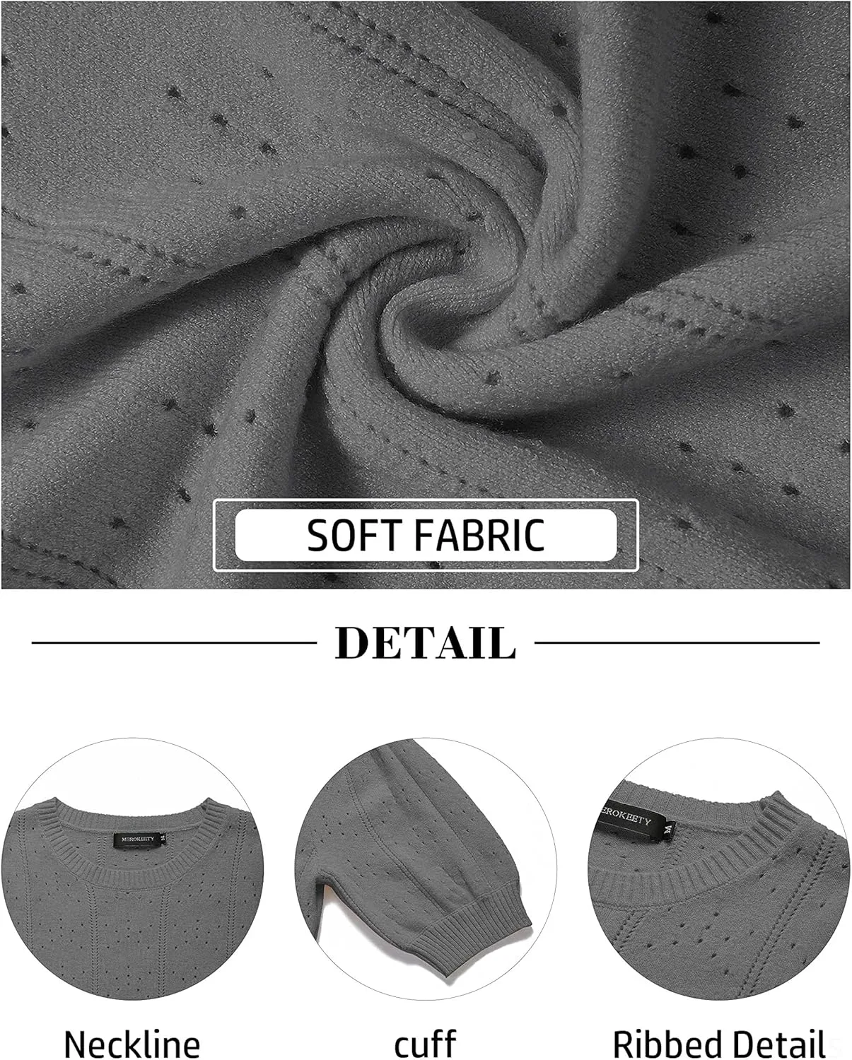 MEROKEETY Women's 2025 Spring Puff Short Sleeve Sweater Tops Crew Neck Crochet Knit Soft Pullover Shirt