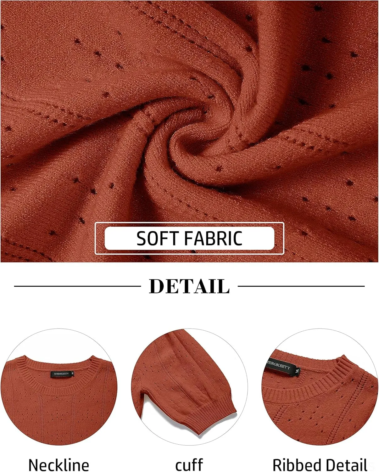 MEROKEETY Women's 2025 Spring Puff Short Sleeve Sweater Tops Crew Neck Crochet Knit Soft Pullover Shirt