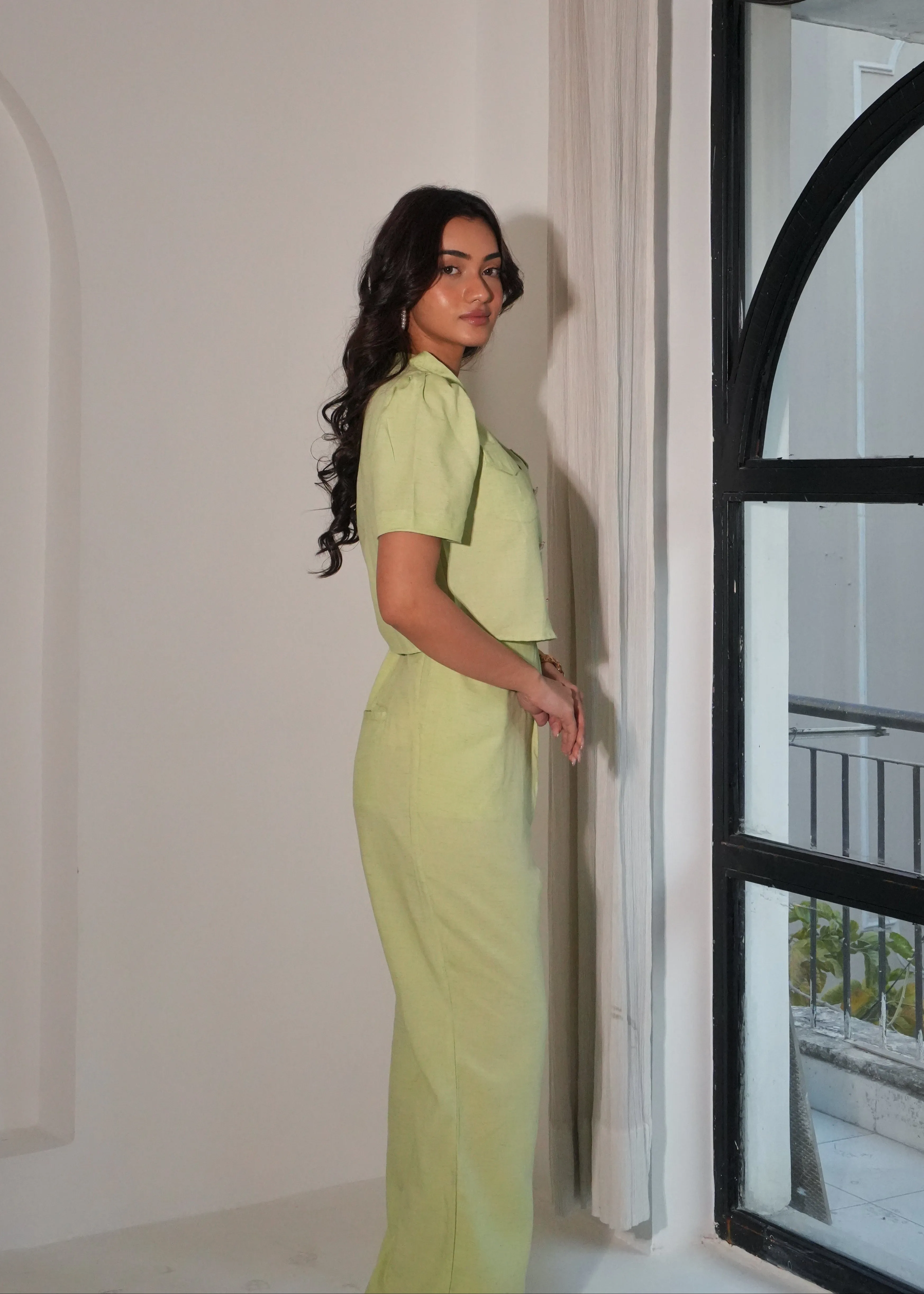 Miranda Green linen wrap pants