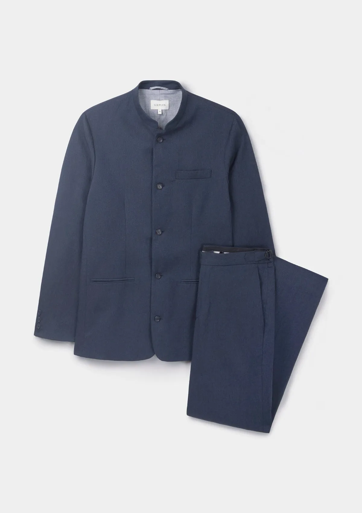 Navy Cotton Linen Formal Trousers