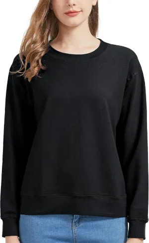 netdraw Women's Midweight Bamboo Viscose Sweatshirt Oversized Soft Crew Neck Cotton French Terry Pullover Tops