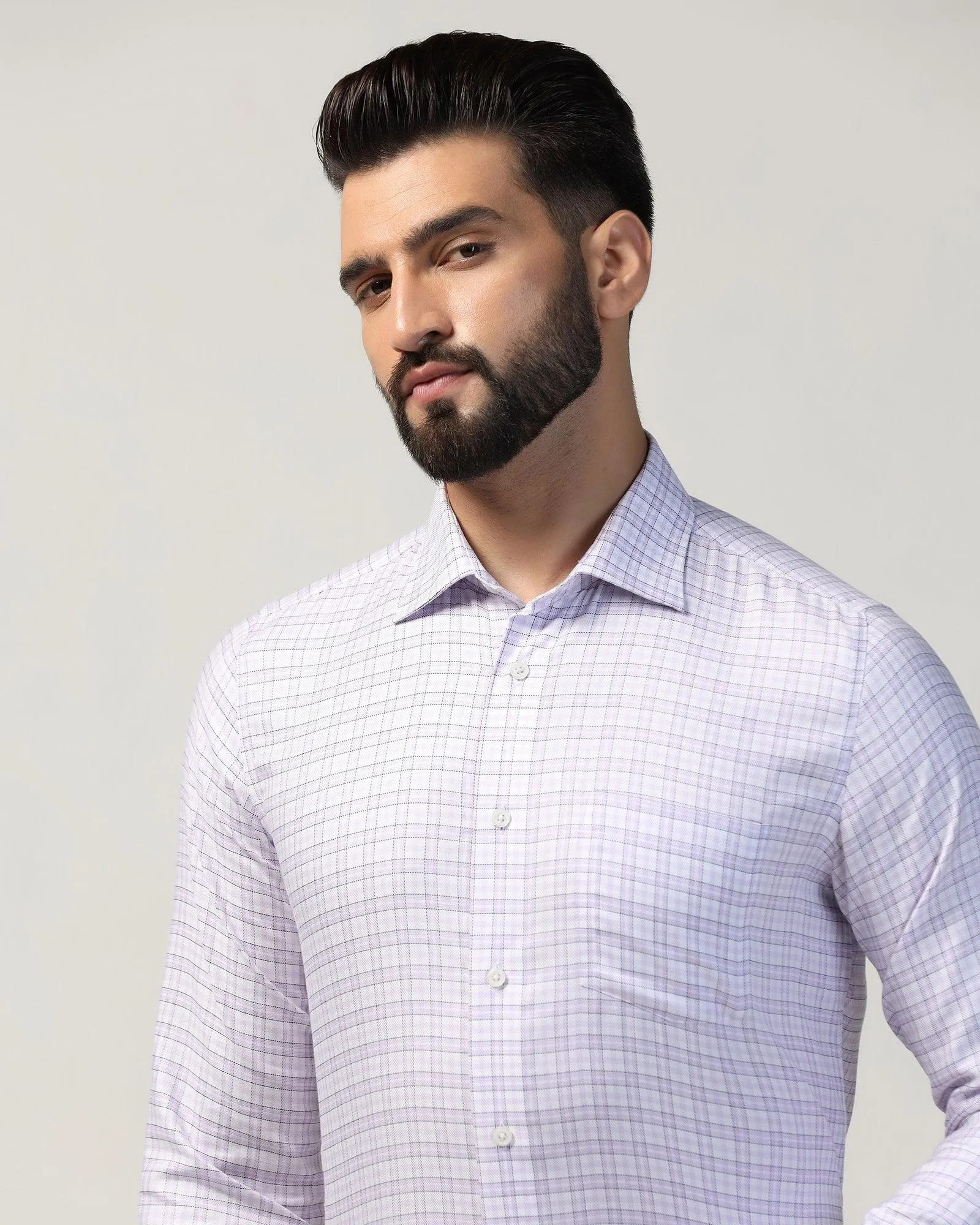 Non Iron Formal Purple Check Shirt - Blake