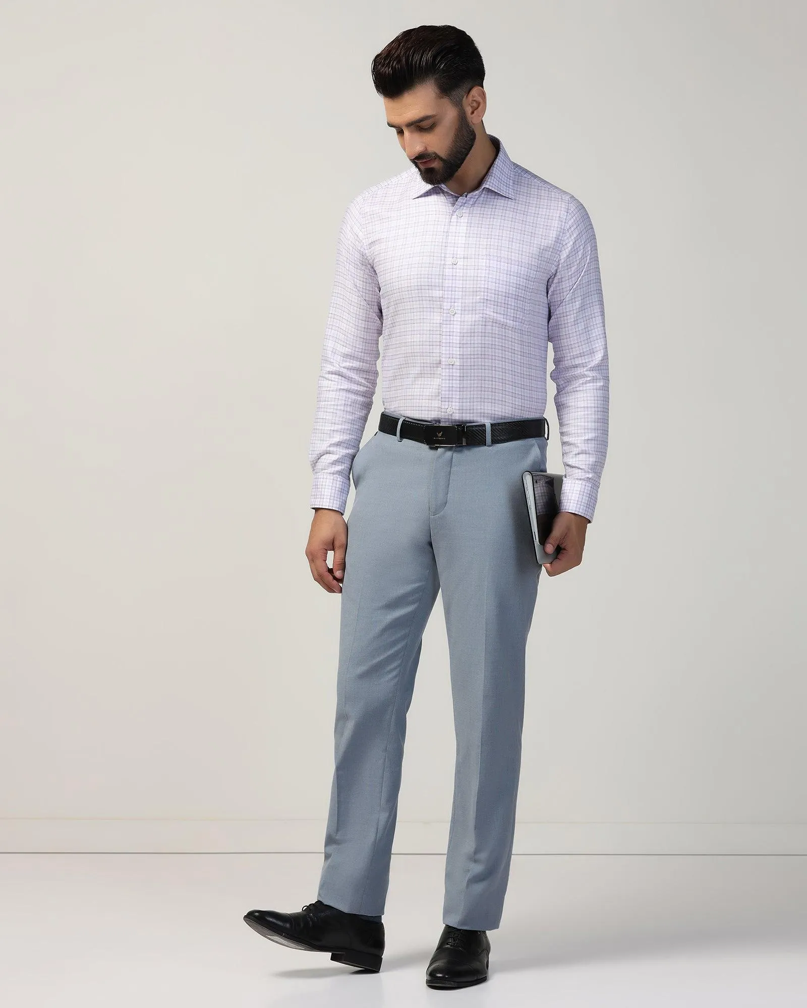 Non Iron Formal Purple Check Shirt - Blake