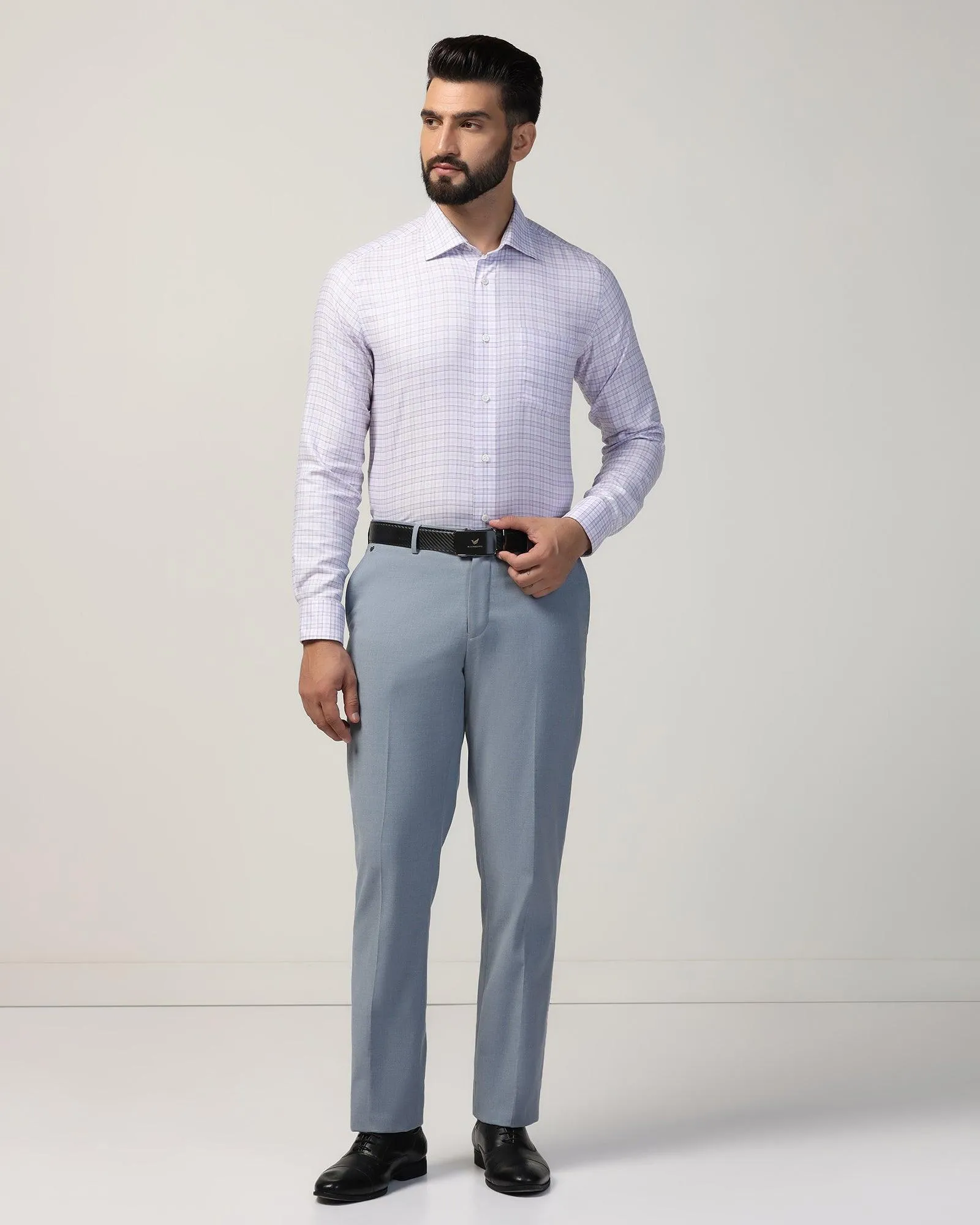 Non Iron Formal Purple Check Shirt - Blake