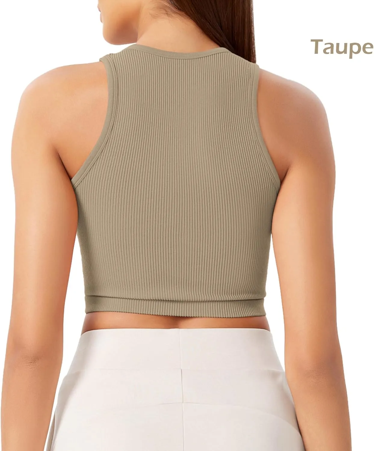 ODODOS 3-Pack Seamless Crop Tank for Women Ribbed Soft High Neck Cropped Tops