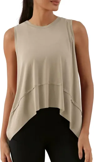 ODODOS Modal Soft Sleeveless Crop Top for Women Athletic Tee Gym Workout Cropped Yoga Tank